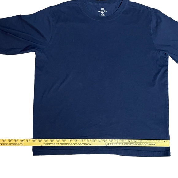 Lands End Super-T Mens Large L Blue Cotton Long Sleeve Crew Neck T-Shirt Casual - Picture 12 of 13